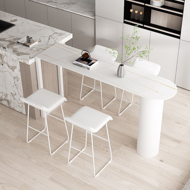 Juego de mesa de bar de estilo contemporáneo de 1/2/3/5 piezas, mesa de bar rectangular con taburetes altos