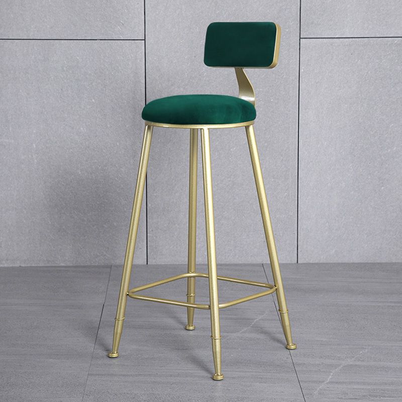 Glam Armless Backrest Counter Stool Steel Cafe Bar Stool with Velvet Cushion and Pedal Clearhalo 'Bar Furniture' 'Bar Stools' 'bar_stools' 'furn' 'furn_bar_stools' 'furniture_bar_stools' 'Kitchen & Dining Furniture' 'kitchen&dining_furn' 'kitchen' 'kitchen_furn' Furniture' 1200x1200_51fda361-575d-44e9-8ef1-bdbc0809c678
