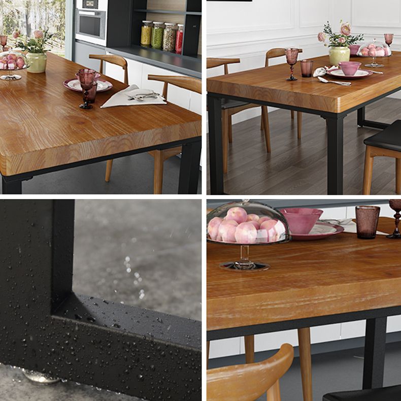 Industrial Rectangle Dining Table Pine Solid Wood Table with Black Double Pedestal Clearhalo ' dining_table' 'Dining Tables & Seating' 'Dining Tables' 'furn' 'furn_dining_table' 'Furniture' 'furniture_dining_table' 'Kitchen & Dining Furniture' 'kitchen&dining_furn' 'kitchen' 'kitchen_dining_table' 1200x1200_51ff591b-d1eb-4b35-b884-827b2c519724