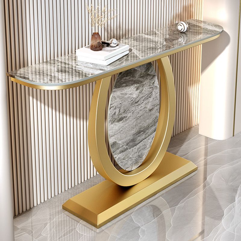 Tavolo accento in pietra glam tavolo divano console mezza luna per sala