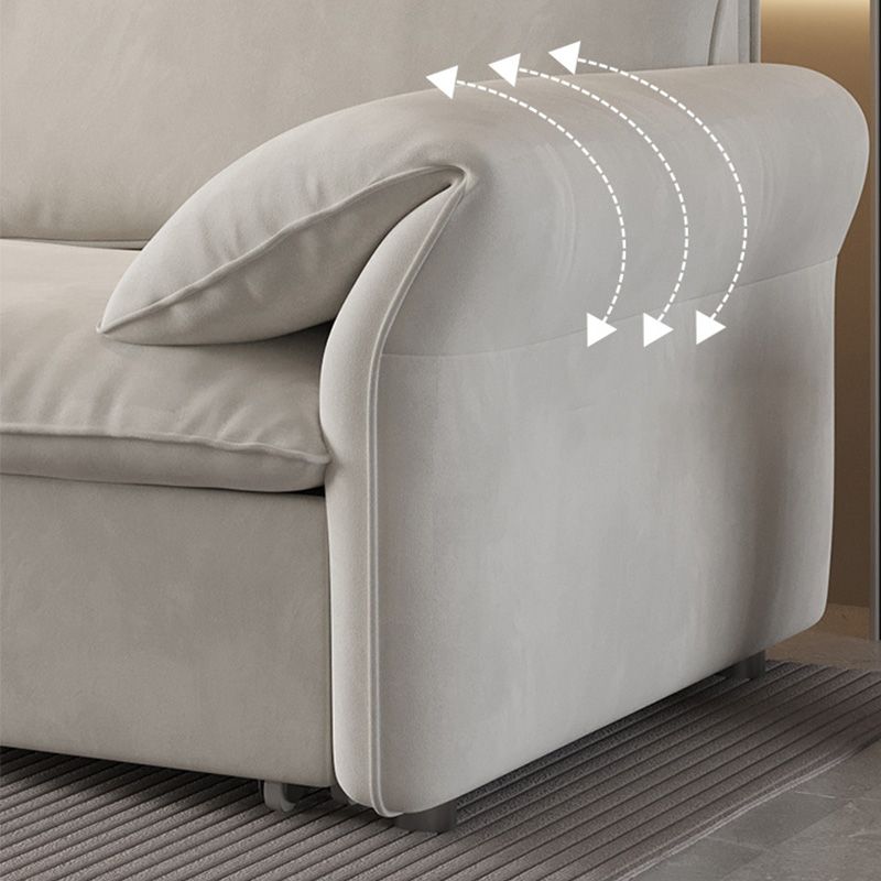 ホワイトファブリックスリーパーソファの収納引き出し布団フレーム付きグラム布団