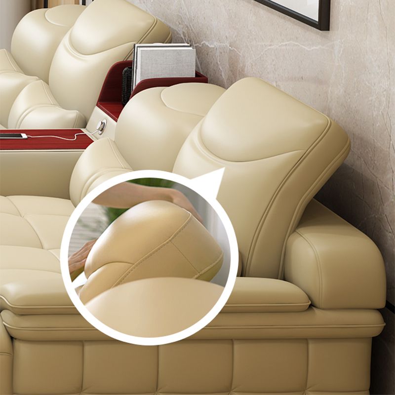 38 "H Hedendaagse sectionele sofa beige leer getuft sectional