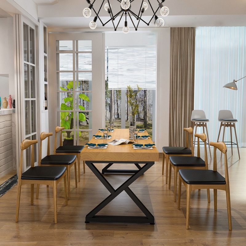 Juego industrial de comedor 1/2/7 piezas de comedor de madera sólida