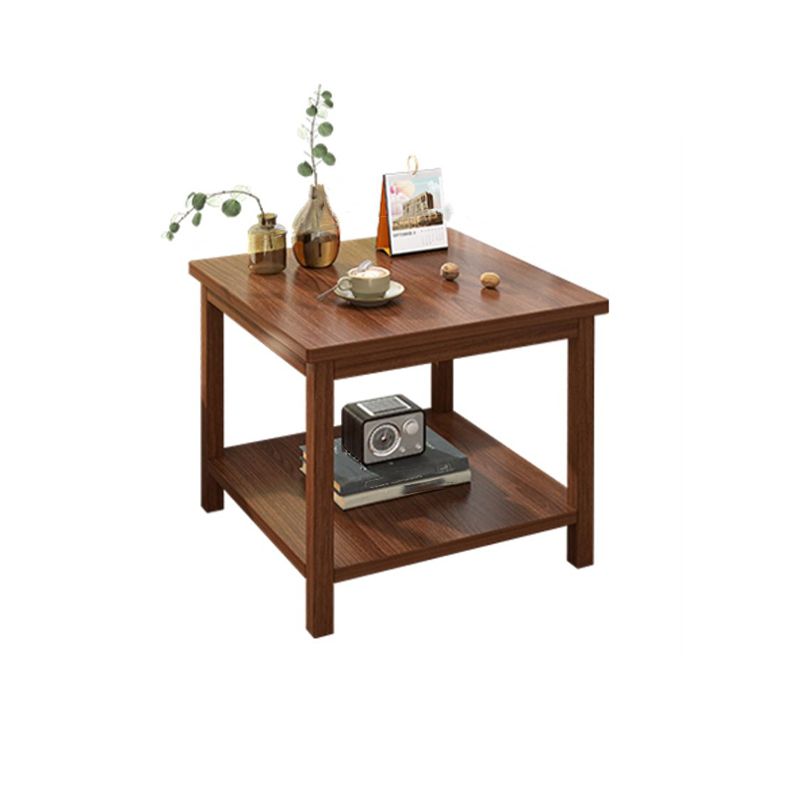 Contemporary Side Table Double Tier Wood Accent Side Table with Shelf