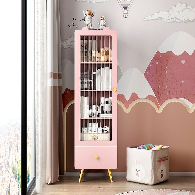 Eigentijdse boekenkast gesloten terug verticale plank boekenkast met ladeopslag