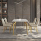 Glam Dining Table Set 1/5/7 Pcs Sintered Stone and Metal Dining Table with Armless Chairs Clearhalo 'Dining Room Sets' 'Dining Tables & Seating' 'dining_room_set' 'furn' 'furn_dining_room_set' 'Furniture' 'Kitchen & Dining Furniture' 1200x1200_5206c0e0-8613-41b7-98c1-9e1bfab881f6