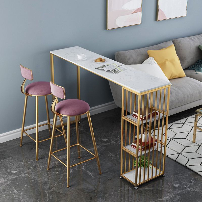 Artificial Marble Cocktail Bar Table 42-inch Height Gold Base Pub Table Clearhalo 'Bar Furniture' 'Bar Tables' 'bar_tables' 'furn' 'furn_bar_tables' 'Furniture' 'Kitchen & Dining Furniture' 1200x1200_5207a2ed-e3ed-4cdc-ada8-afd8340f726a