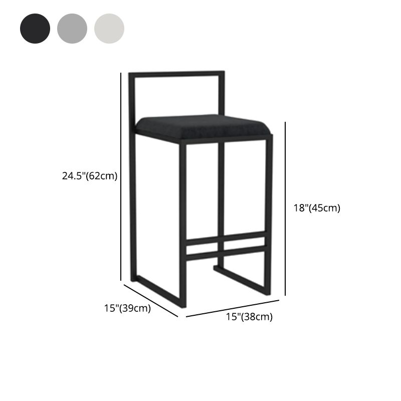Modern Backrest Armless Counter Stool Iron Kitchen Bar Stool with Velvet Cushion and Pedal Clearhalo 'Bar Furniture' 'Bar Stools' 'bar_stools' 'furn' 'furn_bar_stools' 'Furniture' 'furniture_bar_stools' 'Kitchen & Dining Furniture' 1200x1200_520919b0-26ba-47de-a140-66424af99ae6