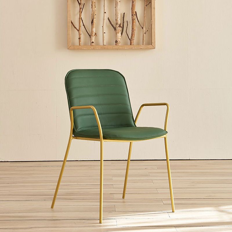 Glam Style Faux Leather Chair Arm Side Chairs with Metal Legs for Home Use Clearhalo 'Dining Chairs' 'Dining Tables & Seating' 'dining_chair' 'furn' 'furn_dining_chair' 'Furniture' 'Kitchen & Dining Furniture' 1200x1200_52098471-afcf-47db-b374-49926b8be5d5