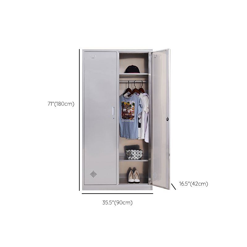 Silver Hinged Door Storage Cabinet Contemporary Stainless Steel Indoor Cabinet