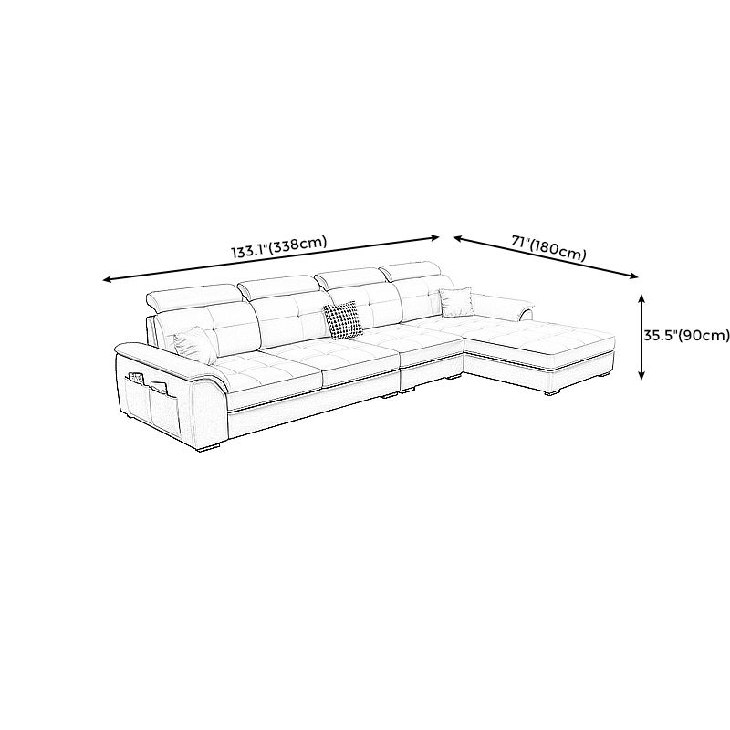 133.07" D x 70.86" W x 35.43" H Pillow Top Arm Sofa with Adjustable Bolster Pillows Clearhalo 'furn' 'furn_sectionals' 'Furniture' 'furniture_sectionals' 'kitchen' 'kitchen_sectionals' 'Living Room Furniture' 'Sectionals' 1200x1200_520bec83-513c-4fb7-8d69-7380b78c9400