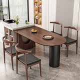 Free Form Dining Table Modern Double Pedestal Table for Kitchen