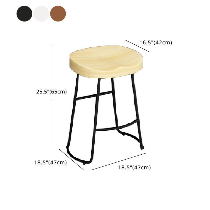 Modern Armless Backless Counter Stool Iron Kitchen Bar Stool with Wooden Seat and Pedal Clearhalo 'Bar Furniture' 'Bar Stools' 'bar_stools' 'furn' 'furn_bar_stools' 'furniture_bar_stools' 'Kitchen & Dining Furniture' 'kitchen&dining_furn' 'kitchen' 'kitchen_furn' Furniture' 1200x1200_5211d37a-4eb9-4199-848c-ccf7ad943993