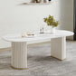 Contemporary Double Pedestal Table Oval Dining Table for Home