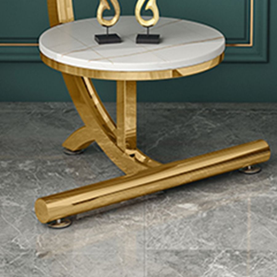 Contemporary Metal C Side Table Slate Top Round Side End Table