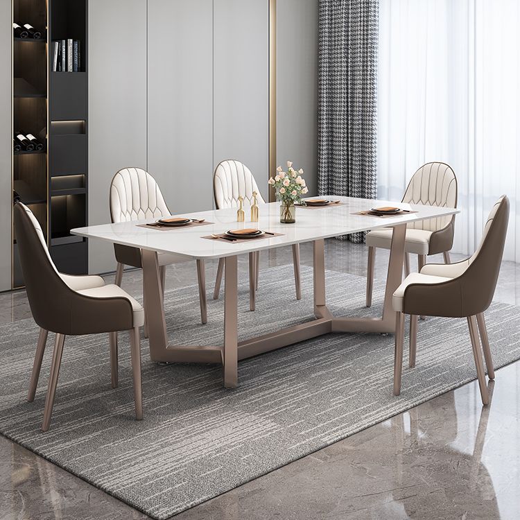 Standard Marble Top Dining Set with Metallic Legs Base for Dining Furniture Clearhalo 'Dining Room Sets' 'Dining Tables & Seating' 'dining_room_set' 'furn' 'furn_dining_room_set' 'Furniture' 'furniture_dining_room_set' 'Kitchen & Dining Furniture' 'kitchen&dining_furn' 'kitchen' 1200x1200_521426f5-01c9-42dd-9700-31aa92cef5b6