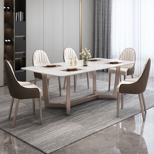 Standard Marble Top Dining Set with Metallic Legs Base for Dining Furniture Clearhalo 'Dining Room Sets' 'Dining Tables & Seating' 'dining_room_set' 'furn' 'furn_dining_room_set' 'Furniture' 'furniture_dining_room_set' 'Kitchen & Dining Furniture' 'kitchen&dining_furn' 'kitchen' 1200x1200_521426f5-01c9-42dd-9700-31aa92cef5b6