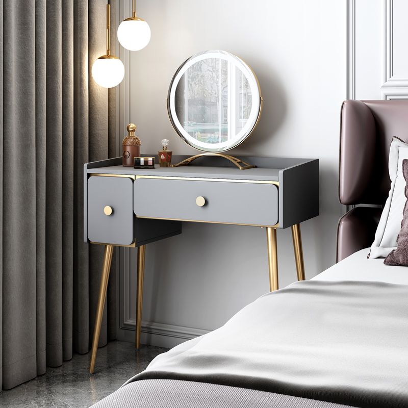 Glam 32.28" H Wooden 2-drawer Dressing Table Make-up Vanity Stool