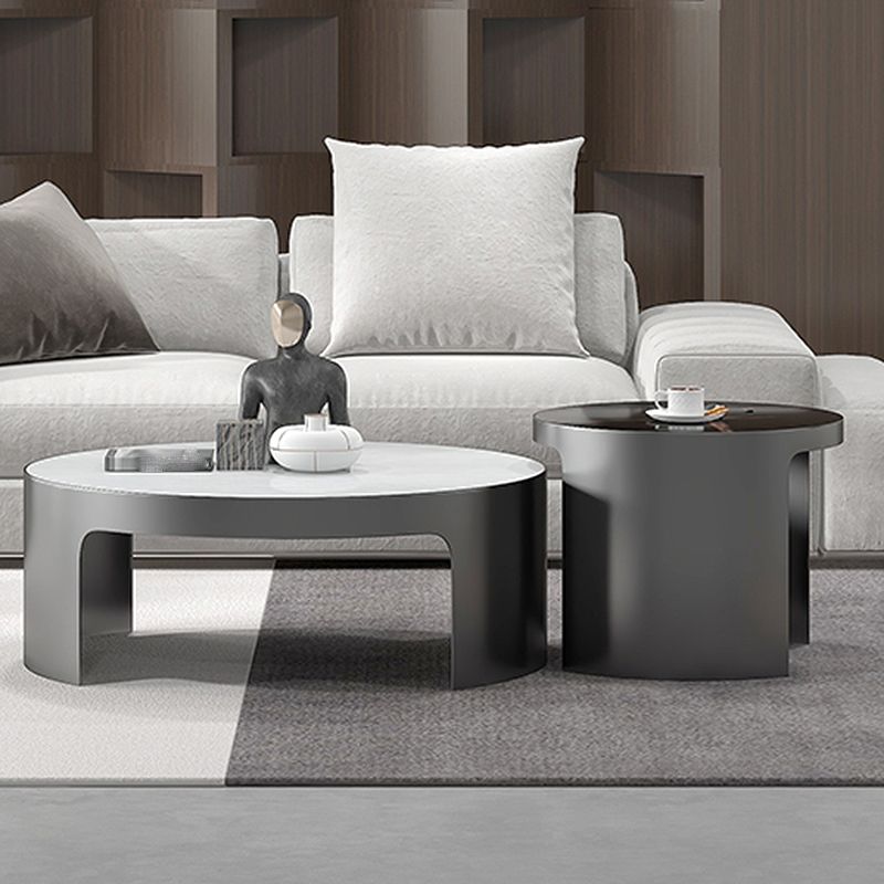 Sled 2 Nesting Coffee Table Contemporary Round Stone Cocktail Table Clearhalo 'Coffee & Accent Tables' 'Coffee Tables' 'coffee_tables' 'furn' 'furn_coffee_tables' 'Furniture' 'Living Room Furniture' 1200x1200_521647a3-fe0c-4174-a4ff-d11dd44c0595