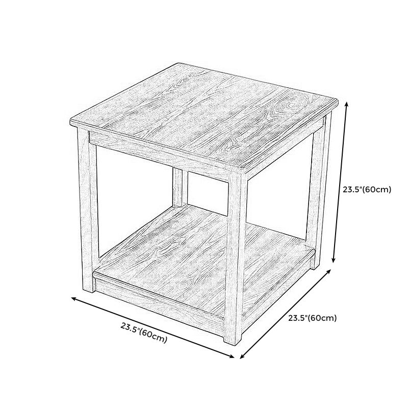 Tavolino in legno quadrato di fattoria marrone/tavolo laterale di divano Walunt con deposito