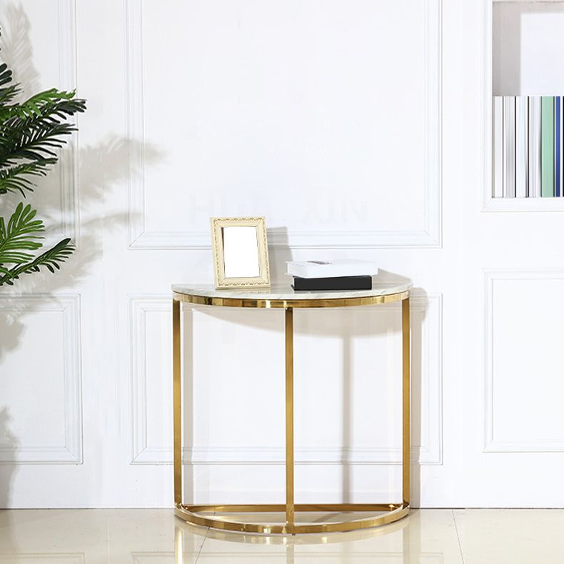 Glam Stone End Table Scratch Resistant Console Table for Hall Clearhalo 'Console Tables' 'console_tables' 'Entry & Mudroom Furniture' 'furn' 'furn_console_tables' 'Furniture' 1200x1200_52186bd9-d0bd-4117-89b2-125cdb93394c