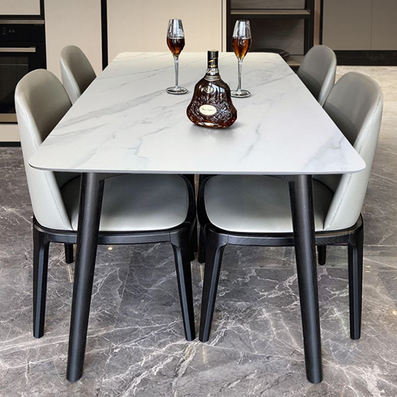 Industrial Sintered Stone Dining Table Rectangle Table with Wooden 4 Legs Clearhalo 'Dining Tables & Seating' 'Dining Tables' 'dining_table' 'furn' 'furn_dining_table' 'Furniture' 'Kitchen & Dining Furniture' 1200x1200_5218d521-dbed-4f5d-b6d8-f6c98d9dd549