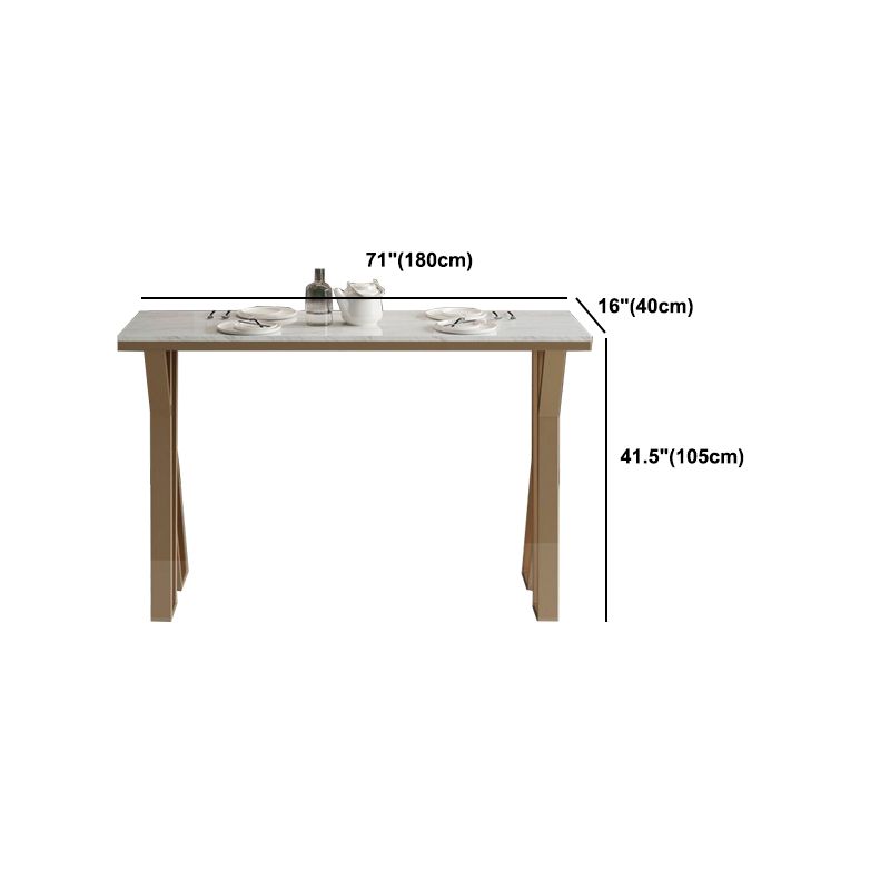 Tavolo da bar a barre rettangolo in stile glam in finta tavolo da vino in marmo in marmo con doppio piedistallo