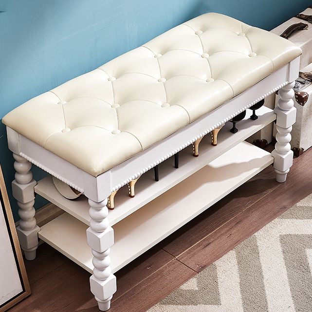 Rubber Wood Seating Bench Rectangle Cushioned Shoe Storage Entryway Bench Clearhalo 'Benches' 'Chairs & Seating' 'furn' 'furn_benches' 'Furniture' 'Living Room Furniture' 1200x1200_521afae9-98f3-4b87-9af6-a16a22f775cb