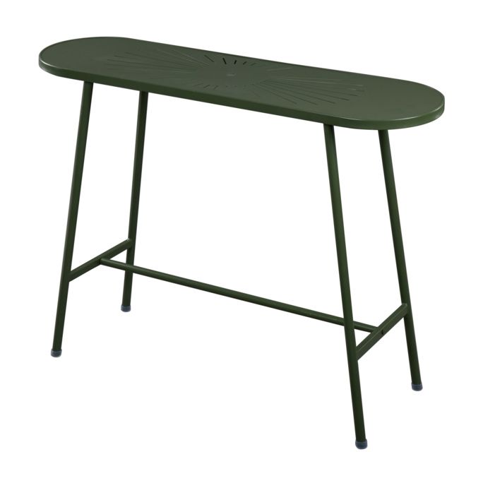 Industrial Outdoor Oval Bar Dining Table Metal Bar Table with Trestle Base Clearhalo 'Bar Furniture' 'Bar Tables' 'bar_tables' 'furn' 'furn_bar_tables' 'Furniture' 'Kitchen & Dining Furniture' 1200x1200_521c3dcb-c7be-43dc-8797-59bdc8a7876f