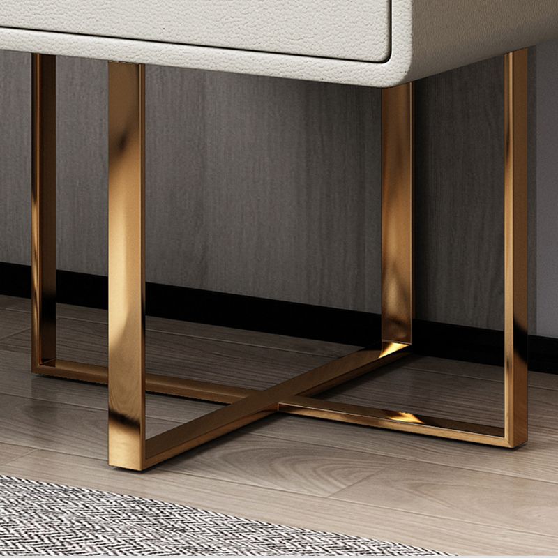 Glam Vanity Table and Stool Set 2-Drawer Faux Leather Vanity Dressing Table