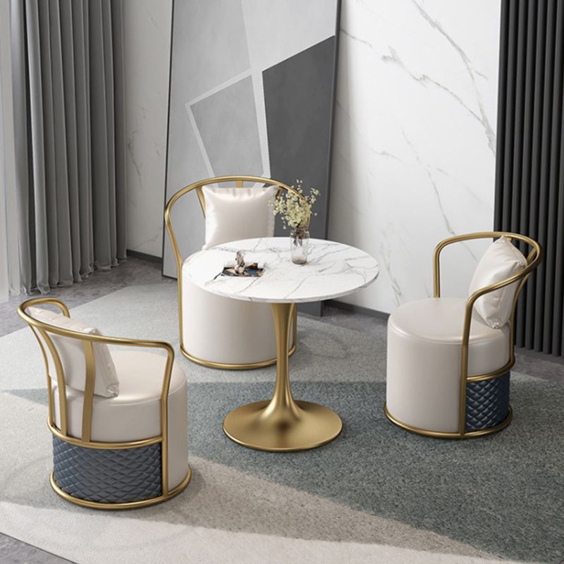 Glam Dinette Set for Home 1/2/4/5 Pieces Glossy White Stone Dining Table Set