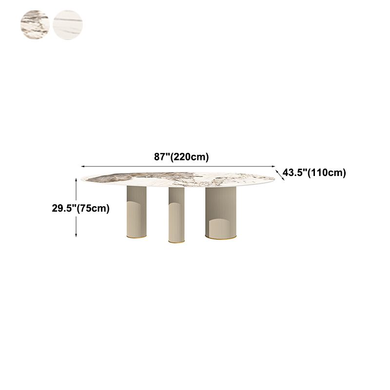 Metal Traditional Luxury Oval Indoor Table Sintered Stone Table with 3 Legs Clearhalo 'Dining Tables & Seating' 'Dining Tables' 'dining_table' 'furn' 'furn_dining_table' 'Furniture' 'furniture_dining_table' 'Kitchen & Dining Furniture' 'kitchen' 'kitchen_dining_table' 1200x1200_521f81fd-11ab-4978-ad0c-b7ac2d8f258c