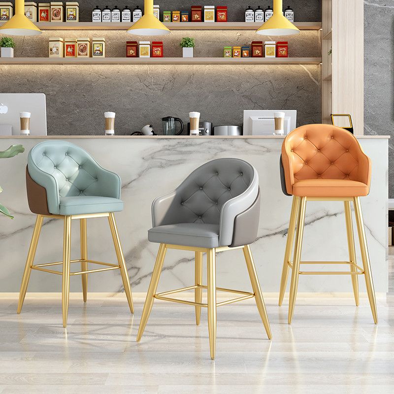 Glam Restaurant Leather Stool Matte Finish Footrest Armed Barstool Clearhalo 'Bar Furniture' 'Bar Stools' 'bar_stools' 'furn' 'furn_bar_stools' 'Furniture' 'furniture_bar_stools' 'Kitchen & Dining Furniture' 1200x1200_522094a0-31da-4709-a74a-3f986c3c6dbf