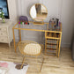 Glam Style 29,5 "Hauteur Golden Glass Top Making Vanity for Chambre