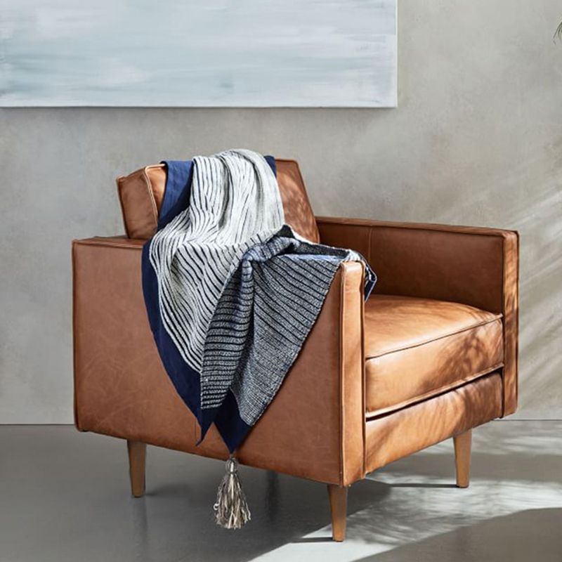 Bras carré industriel 33,85 "W canapé avec faux cuir pour le salon