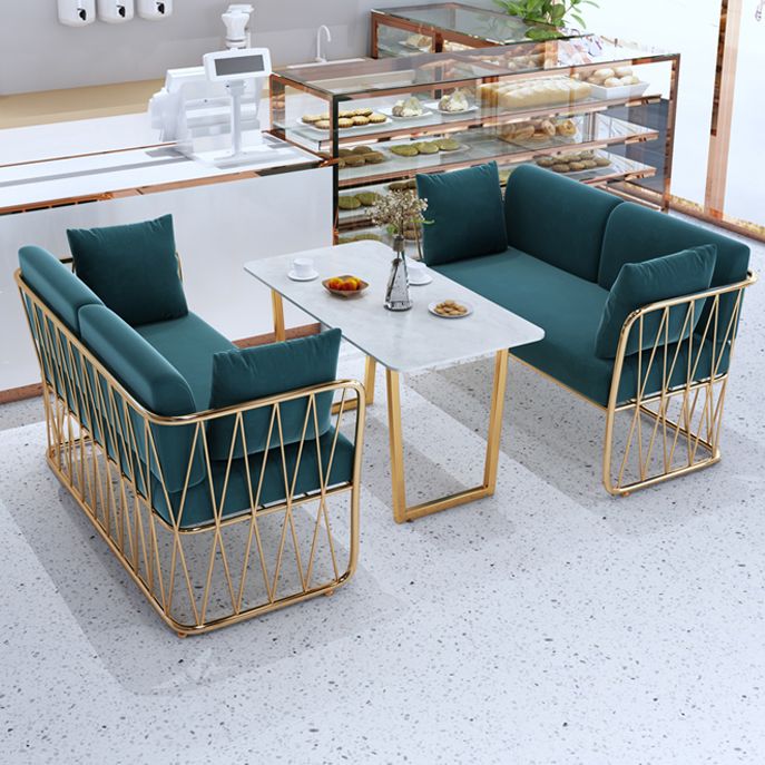 Glam Kitchen Table with Faux Marble Top Gold Metal Legs for Home Clearhalo 'Dining Tables & Seating' 'Dining Tables' 'dining_table' 'furn' 'furn_dining_table' 'Furniture' 'Kitchen & Dining Furniture' 1200x1200_5221e68b-eaa5-4605-ba5d-6c589119b6b7