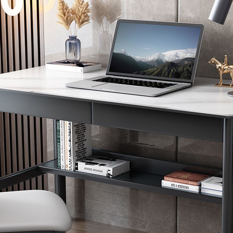 Modern Rectangle Office Desk Antique Finish Computer Desk with Metal Legs Clearhalo 'furn' 'furn_office_desk' 'Furniture' 'Office Desks' 'Office Furniture' 'office_desk' 1200x1200_52228ed3-2205-431b-8209-b6f6a70c4b9c