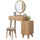 Solid Wood Vanity Makeup Table with Drawer Standing Mirror Dressing Table