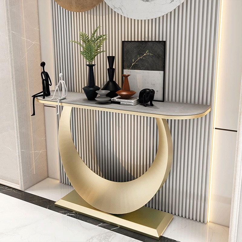 Tavolo di divano console di ferro moderno Stone Mezza Luna Console Tavolino per Hall