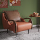 Nordic Style Bonded Leather Square Arms Pillow Back Lounge Accent Chair