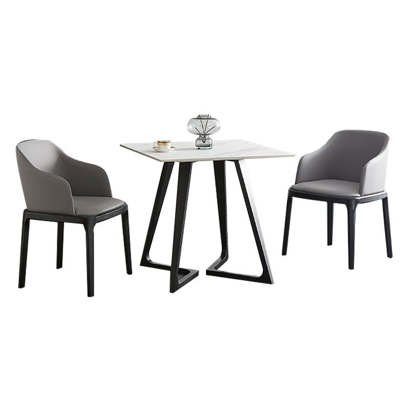 Mesa de comedor de piedra sinterizada Mesa de comedor de base de madera industrial en blanco