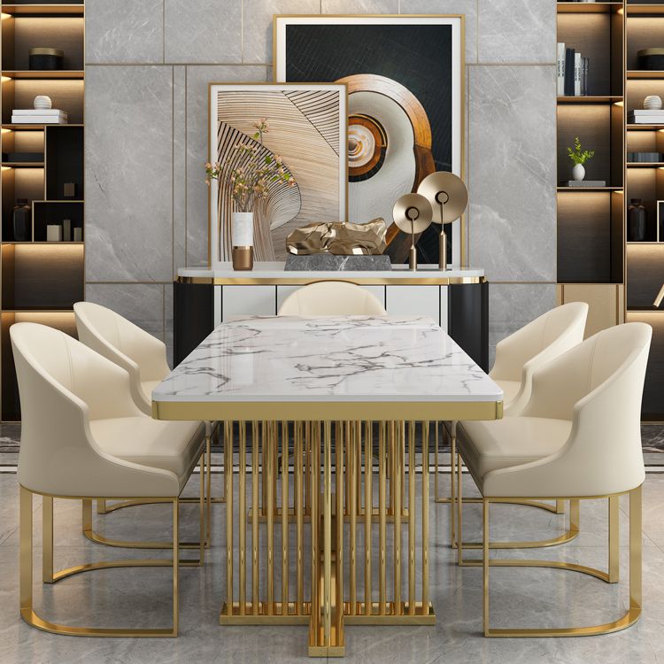 Tavolo da rettangolo di lusso tradizionale tradizionale tavolo da pietra con base piedistallina