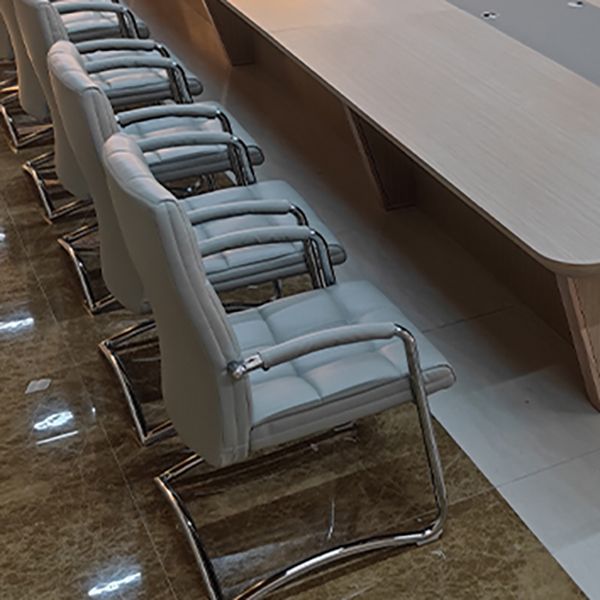Modern Fixed Arms Desk Chair Faux Leather Mid Back Office Chair Clearhalo 'furn' 'furn_office_chair' 'Furniture' 'Office Chairs' 'Office Furniture' 'office_chair' 1200x1200_5228807a-3663-4578-ba14-1ace5f862681