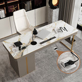 Rectangular Shaped Office Laptop Table Reversible Grey Writing Desk with 2 Drawers Clearhalo 'furn' 'furn_office_desk' 'Furniture' 'Office Desks' 'Office Furniture' 'office_desk' 1200x1200_522adf96-247b-4006-8742-b8b6c7a9fdf0