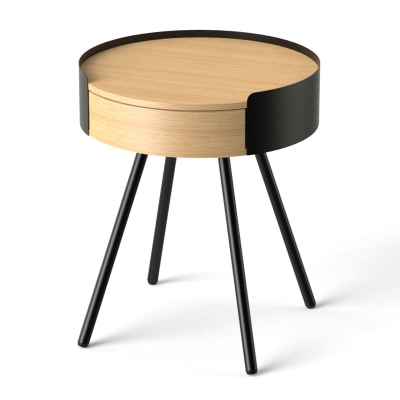 21,2 "tavolo da parte superiore in legno rotondo in legno arrotondata in metallo a 4 gambe tavolino