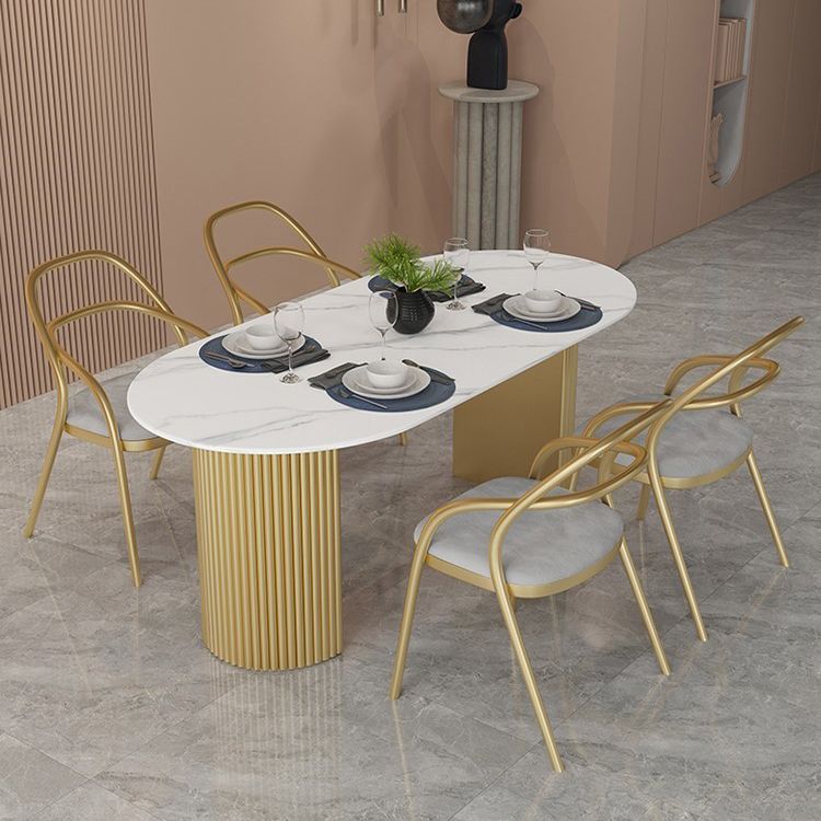 Oval Double Pedestal Modern Dining Table Fixed Table for Dining Room Clearhalo 'Dining Tables & Seating' 'Dining Tables' 'dining_table' 'furn' 'furn_dining_table' 'Furniture' 'furniture_dining_table' 'Kitchen & Dining Furniture' 'kitchen' 'kitchen_dining_table' 1200x1200_522bd85a-4e89-43fc-9213-fc7c5d7e1b56