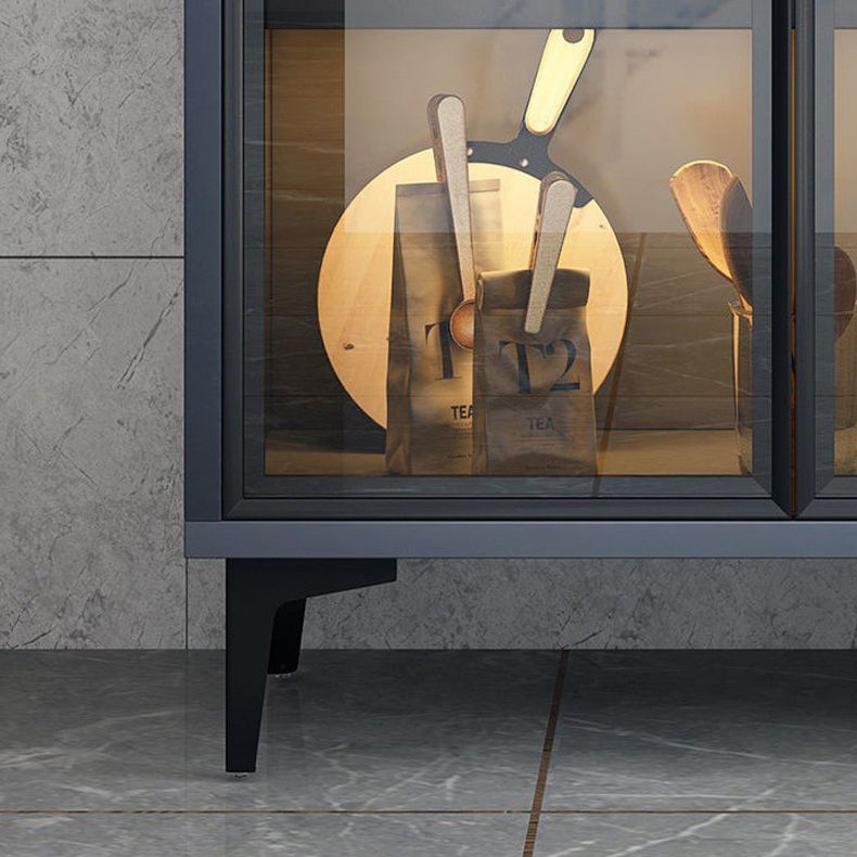 Moderner Glastür -Server Holzdinnerserverkabinett ohne LED -Leuchten