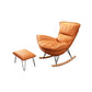 Moderne rocker gestoffeerde knop-knoop met donkere benen wingback rocker stoel