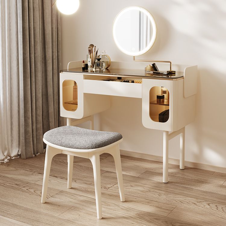 Tabouret de basse-coiffure de rangement de vanité de maquillage en verre ensemble avec tiroir