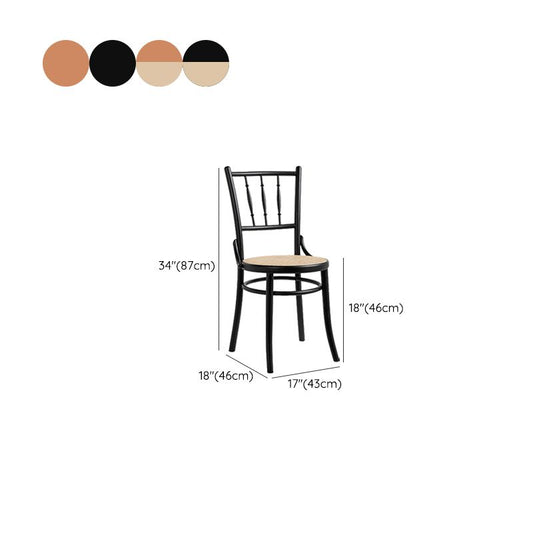 Industrial Style Side Chair Slat Back Solid Wood Dining Chair for Home